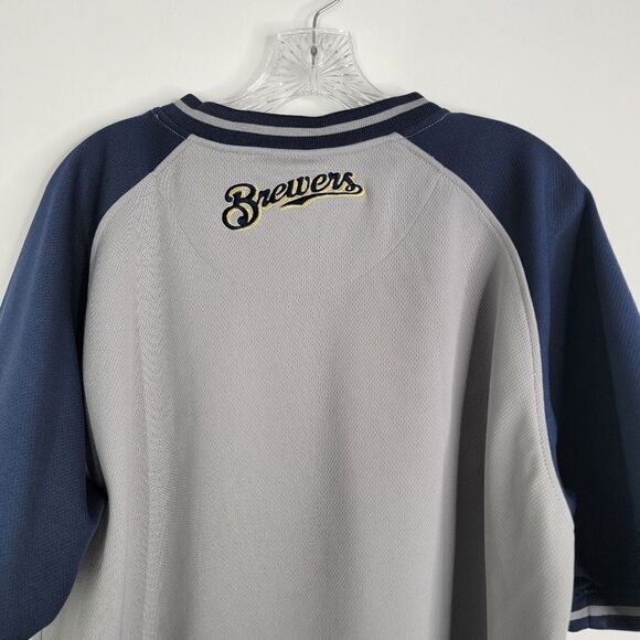 Stitches Milwaukee Brewers Gray Embroidered Jersey Team Logo Short Sleeves Large - Picture 8 of 9